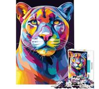 Puzzle da 1000 pezzi per adulti con ritratto di puma colorato gioco impossibile gioco educativo sfida giocattolo divertente regalo migliora la memoria (dimensioni 38x26cm)