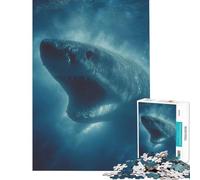 Puzzle da 1000 pezzi per adulti con ritratto di squalo bianco sott'acqua Giocattolo avvincente per coltivare la pazienza gioco educativo attività per famiglie opera d'arte regalo (dimensioni 50x75cm)