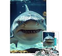 Puzzle da 1000 pezzi per adulti con ritratto di squalo bianco sott'acqua sfida educativa per divertimento e relax in famiglia adatto a partire dai 14 anni (50x75cm)