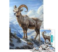 Puzzle da 1000 pezzi per adulti con ritratto di stambecco e capra di montagna sfida educativa decorazione per la casa giocattolo per bambini dai 14 anni in su (38x26cm)
