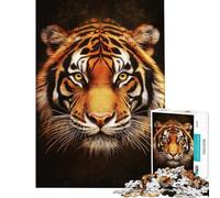 Puzzle da 1000 pezzi per adulti con ritratto di tigre dallo sguardo intenso gioco di puzzle per adulti decorazione da parete corsa a velocità manuale compleanno e Natale (38x52cm)