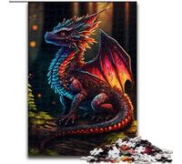 Puzzle da 1000 pezzi per adulti con ritratto di un simpatico drago in legno,ideale per il divertimento in famiglia,il relax e come regalo di Natale Dimensioni: 50 x 75cm Per adolescenti Perfetto come