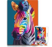Puzzle da 1000 pezzi per adulti con ritratto di zebra colorata, ideale per rilassarsi nel tempo libero, taglio netto, senza cuciture, dimensioni del giocattolo: 38x26cm
