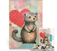Puzzle da 1000 pezzi per adulti con roditore del bosco e cuore ideale per San Valentino Gioco educativo corsa a tempo perfetto come regalo per tutta la famiglia 50x75cm