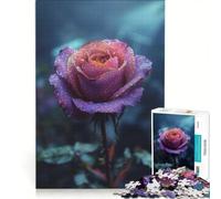 Puzzle da 1000 pezzi per adulti con rosa viola e gocce di rugiada gioco per tutta la famiglia divertente e umoristico sfida unica 50x75cm