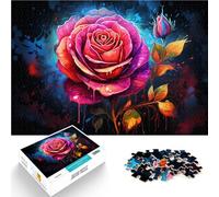 Puzzle da 1000 pezzi, per adulti, con rose colorate, giocattolo fai da te, aiuta il cervello ad allenare i giocattoli che creano dipendenza e promuovere la pazienza, 26 x 38 cm