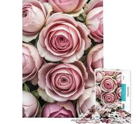 Puzzle da 1000 pezzi per adulti con rose rosa primi piani impossibili gioco educativo sfida giocattolo divertente regalo per migliorare la memoria (dimensioni 38x52cm)