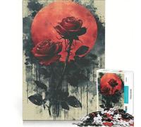 Puzzle da 1000 pezzi per adulti con rose rosse appassite gioco rilassante attività divertente da fare in casa per rafforzare l'amore tra le coppie 50x75cm