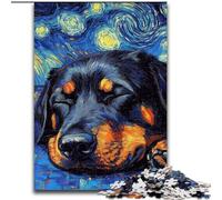 Puzzle da 1000 pezzi per adulti con Rottweiler e cielo notturno in legno,perfetto come decorazione fai da te o regalo di compleanno,50x75cm,gioco rompicapo per adolescenti,perfetto regalo di Natale