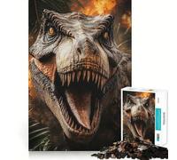 Puzzle da 1000 pezzi per adulti con ruggito di T-Rex, taglio netto, gioco di concentrazione, regalo, gioco per il tempo libero, scena natalizia (38x26cm)