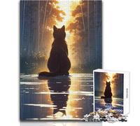 Puzzle da 1000 pezzi per adulti con sagoma di gatto nella foresta, rompicapo per famiglie, ma anche giocattolo educativo divertente e umoristico, dimensioni 50x75cm