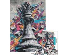 Puzzle da 1000 pezzi per adulti con scacchi regina e graffiti gioco rompicapo per adulti che migliora la memoria regalo di Natale o compleanno (dimensioni 38x26cm)