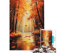 Puzzle da 1000 pezzi per adulti con scena autunnale di un fiume ideale come regalo antistress gioco di assemblaggio (dimensioni 38x52cm)