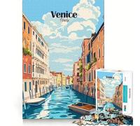 Puzzle da 1000 pezzi per adulti con scena del canale di Venezia, bordi sottili, gioco cognitivo, rilassante, decorazione natalizia da parete (50x75cm)