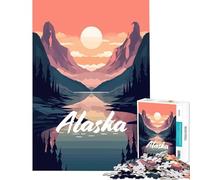 Puzzle da 1000 pezzi per adulti con scena del lago in Alaska gioco impegnativo gioco impossibile sfida difficile regalo per donne e uomini (dimensioni 38x52cm)