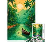 Puzzle da 1000 pezzi per adulti con scena di fiume tropicale e barca giocattolo decorazione da parete opera d'arte regalo gioco pratico collezione di artisti belle arti dimensioni 50x75cm