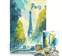 Puzzle da 1000 pezzi per adulti con scena di strada a Parigi e Torre Eiffel gioco impossibile analisi e logica per rafforzare l'amore tra le coppie 38x26cm