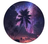 Puzzle da 1000 pezzi per adulti con scena notturna sulla spiaggia, puzzle rotondo da 1000 pezzi, attività per famiglie, rompicapo, decorazione per la casa, regalo di Natale (67,5x67,5cm)
