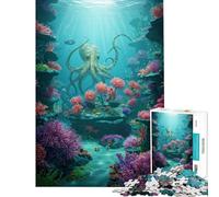 Puzzle da 1000 pezzi per adulti con scena sottomarina polpo e corallo Giocattolo decorativo da parete per adulti stimola la memoria e offre una sfida stimolante (dimensioni 50x75cm)