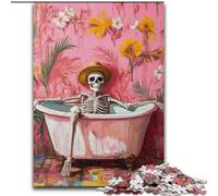 Puzzle da 1000 pezzi per adulti con scheletro da bagno, regalo di compleanno per ammazzare il tempo durante le vacanze, regali, decorazione da parete per 14+ anni (dimensioni 26x38cm)