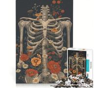 Puzzle da 1000 pezzi per adulti con scheletro floreale e tema rinascita, decorazione da parete, gioco di velocità manuale, adatto per la decorazione della scrivania 50x75cm