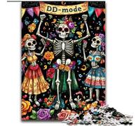 Puzzle da 1000 pezzi per adulti con scheletro non morto, in legno, colorato, decorazione per la casa e gioco interattivo per famiglie, ideale come regalo, dimensioni 50X75cm