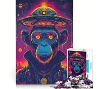 Puzzle da 1000 pezzi per adulti con scimmia spaziale e UFO gioco impossibile ideale per passare il tempo durante le vacanze regalo di compleanno o di viaggio 38x26cm