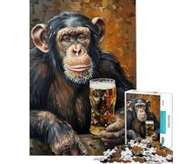 Puzzle da 1000 pezzi per adulti con scimmie che bevono birra giocattolo antistress da assemblare ottimo regalo per gli appassionati di videogiochi (dimensioni 38x26cm)