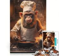 Puzzle da 1000 pezzi per adulti con scimmie che cucinano giocattolo fai da te per divertimento in famiglia per rafforzare l'amore tra le coppie 50x75cm