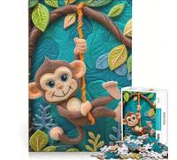 Puzzle da 1000 pezzi per adulti con scimmietta birichina che si dondola, giocattolo fai da te, decorazione per la casa, compleanno e Natale 50x75cm