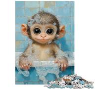 Puzzle da 1000 pezzi per adulti con scimmietta che fa il bagno puzzle per adolescenti gioco educativo per migliorare la memoria (38x52cm/1000 pezzi)