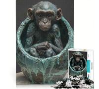 Puzzle da 1000 pezzi per adulti con scimpanzé nel guscio, gioco pratico, antistress, ideale come regalo per tutta la famiglia 50x75cm