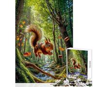 Puzzle da 1000 pezzi per adulti con scoiattolo che salta nella foresta Un gioco rompicapo divertente e umoristico perfetto per decorare la parete e ridurre lo stress (50x75cm)