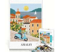 Puzzle da 1000 pezzi per adulti con scooter della Costiera Amalfitana,decorazione con intagli precisi,gioco di logica cognitiva,passatempo libero,regalo di compleanno (38x26cm)