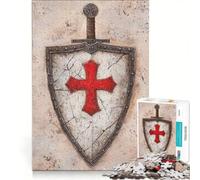 Puzzle da 1000 pezzi per adulti con scudo e spada da crociato, gioco rompicapo, decorazione da parete, lista dei desideri con Babbo Natale 50x75cm