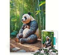 Puzzle da 1000 pezzi per adulti con scultura di panda in una foresta di bambù giocattolo fai-da-te migliora la memoria compleanno e Natale 38x26cm