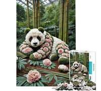 Puzzle da 1000 pezzi per adulti con scultura floreale di panda gioco di incastro gioco manuale gara di velocità ideale come regalo per tutta la famiglia (dimensioni 38x26cm)