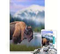 Puzzle da 1000 pezzi per adulti con sfondo di bisonte su un monte, giocattolo fai da te, attività divertenti da fare in casa, per rafforzare l'amore tra le coppie 38x52cm