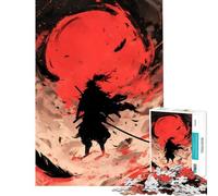 Puzzle da 1000 pezzi per adulti con silhouette di samurai e luna rossa ideale come regalo per adolescenti o ragazzi perfetto per rilassarsi e divertirsi in famiglia regalo di compleanno o regalo