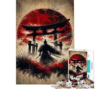 Puzzle da 1000 pezzi per adulti con silhouette di samurai e porta Torii Puzzle antistress per adulti migliora la memoria e offre una sfida stimolante da completare (dimensioni 38x52cm)