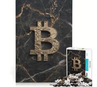 Puzzle da 1000 pezzi per adulti con simbolo Bitcoin dorato su marmo, gioco impossibile, analisi e logica, per rafforzare l'amore tra le coppie 50x75cm