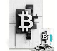 Puzzle da 1000 pezzi per adulti con simbolo Bitcoin e arte astratta,bordo perfetto,gioco cognitivo,regalo,gioco di ozio,attività per compleanno (38x26cm)
