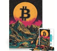 Puzzle da 1000 pezzi per adulti con simbolo Bitcoin vintage,ideale per decorazioni,giochi di concentrazione mentale e relax,con scena natalizia (38x26cm)