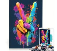 Puzzle da 1000 pezzi per adulti con simbolo della pace colorato e decorazioni floreali, giocattolo fai da te, ideale per passare il tempo durante le vacanze a casa, compleanni e altre