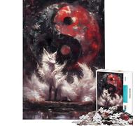 Puzzle da 1000 pezzi per adulti con simbolo Yin Yang e volpe a nove code sfida educativa decorazione da parete giocattolo antistress per ragazzi dai 14 anni in su (50x75cm)