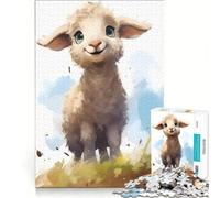 Puzzle da 1000 pezzi per adulti con simpatiche pecorelle ad acquerello, gioco impossibile, analisi e logica, per rafforzare l'amore tra le coppie 38x26cm