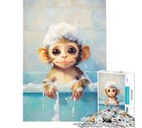 Puzzle da 1000 pezzi per adulti con simpatiche scimmiette ideale per il bagnetto Gioco rompicapo per adulti regalo di compleanno o per tutta la famiglia (dimensioni 38x52cm)