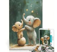 Puzzle da 1000 pezzi per adulti con simpatici elefantini che cercano di raggiungere le stelle, un gioco rilassante, divertente e spiritoso, ideale come regalo 38x52cm