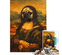 Puzzle da 1000 pezzi per adulti con simpatici personaggi di carlini e della Gioconda ideale per adolescenti famiglie vacanze a casa regali unici per compleanni e Natale (dimensioni 38x26cm)