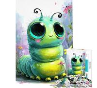 Puzzle da 1000 pezzi per adulti con simpatico bruco dei cartoni animati gioco rompicapo da giardino antistress ideale come regalo (dimensioni 38x26cm)